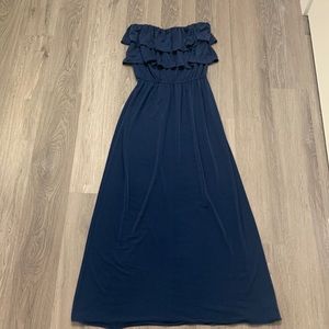 Suzi Chin women’s navy blue strapless maxi dress - size 4